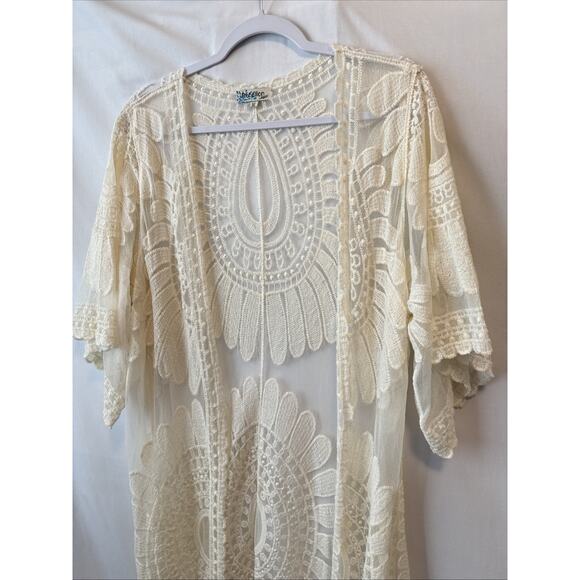 Rebellion Again Womans M‎ Boho Beach Lace Kimono Duster Cardigan Duster Cover Up - Picture 3 of 9